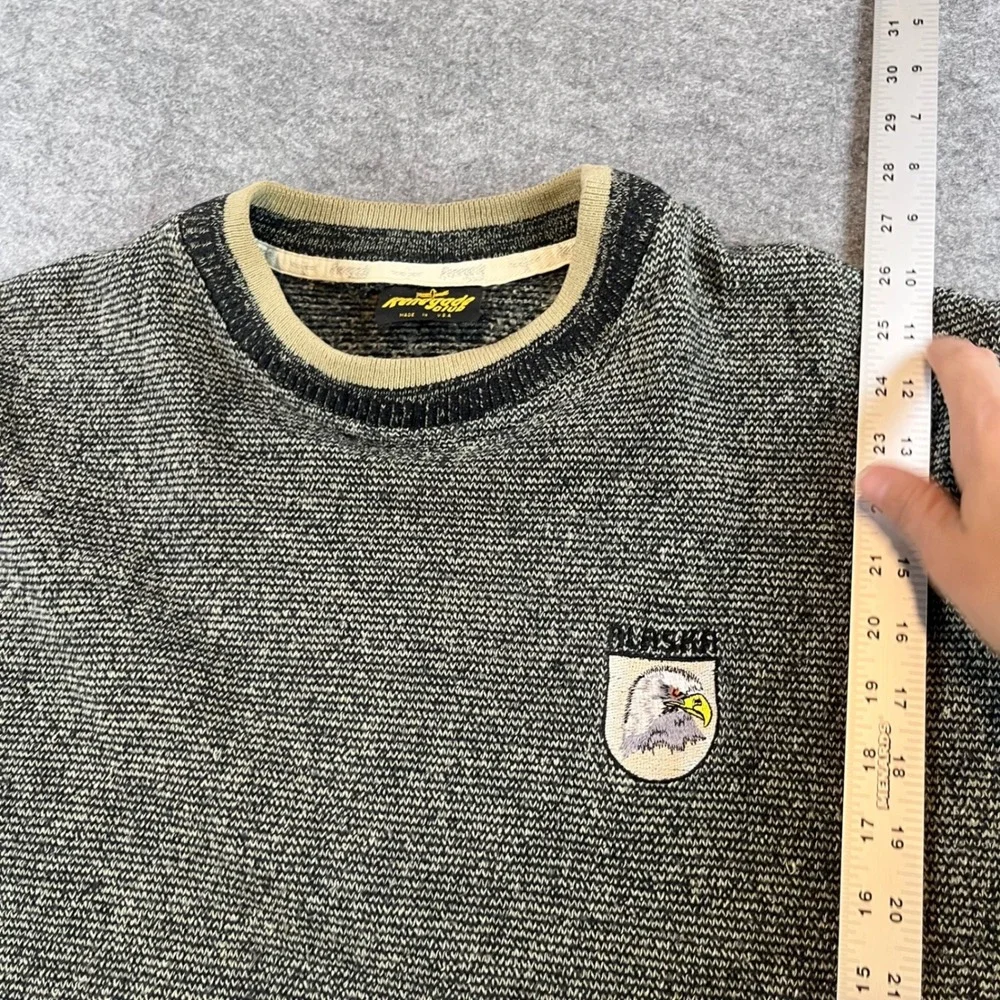 Renegade Club Men Alaska Eagle Sweater‎ Grey Vintage Gorpcore Large USA Made